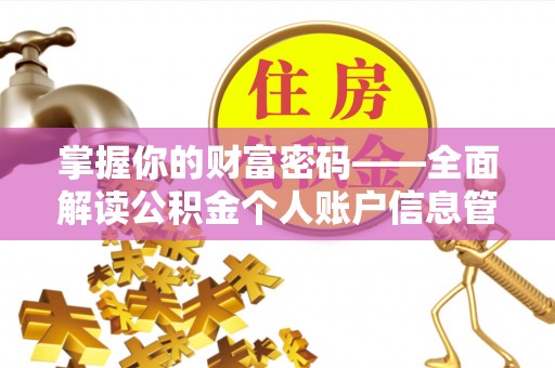 黄骅掌握你的财富密码——全面解读公积金个人账户信息管理与优化