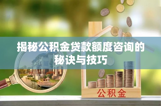 黄骅揭秘公积金贷款额度咨询的秘诀与技巧