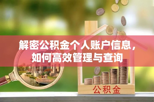 黄骅解密公积金个人账户信息，如何高效管理与查询